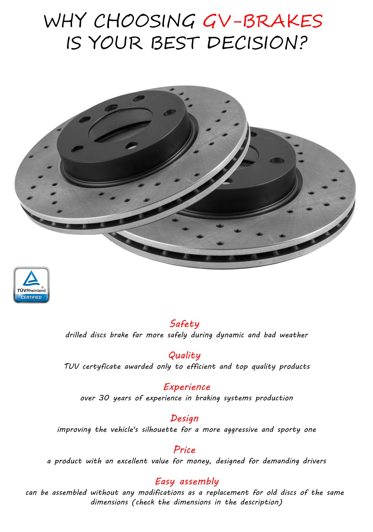 Drilling GT Sport Brake Disc Rotors Compatible With TOYOTA YARIS
